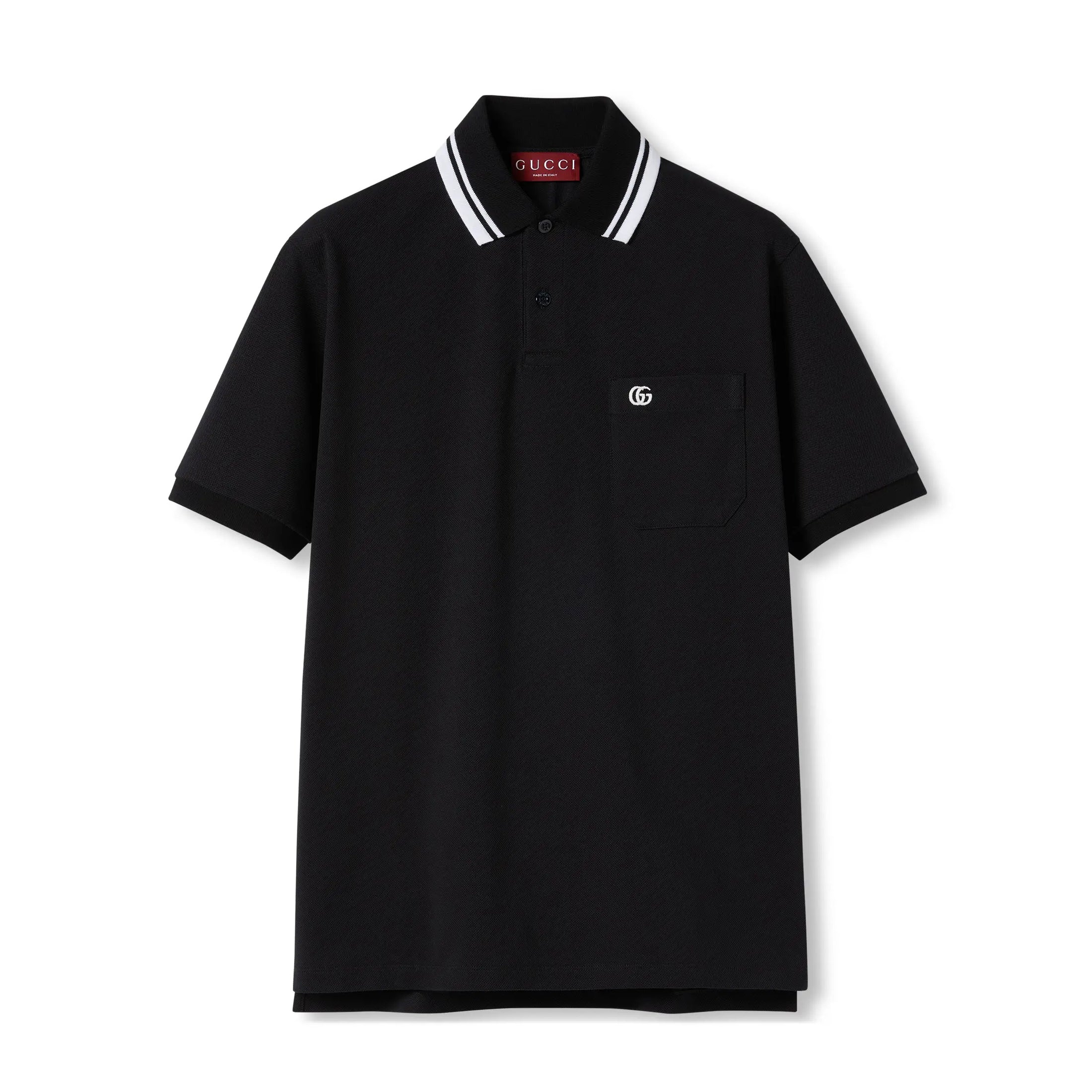 Gucci Men's Summer Striped Lapel Solid Color Straight Cotton Polo Shirt Short Sleeve T-Shirt #75296