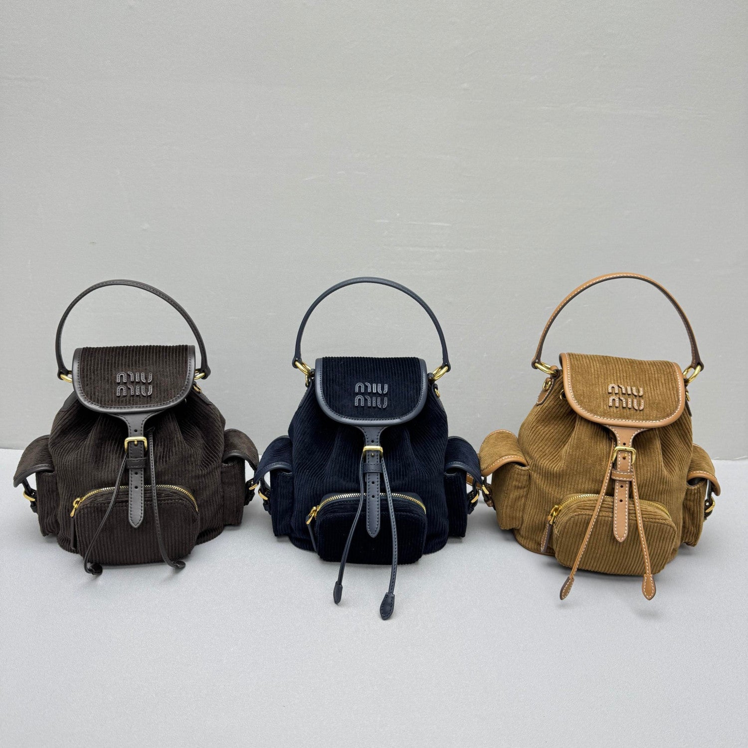 MiuMiu Small Cinnamon Corduroy Backpack #334156