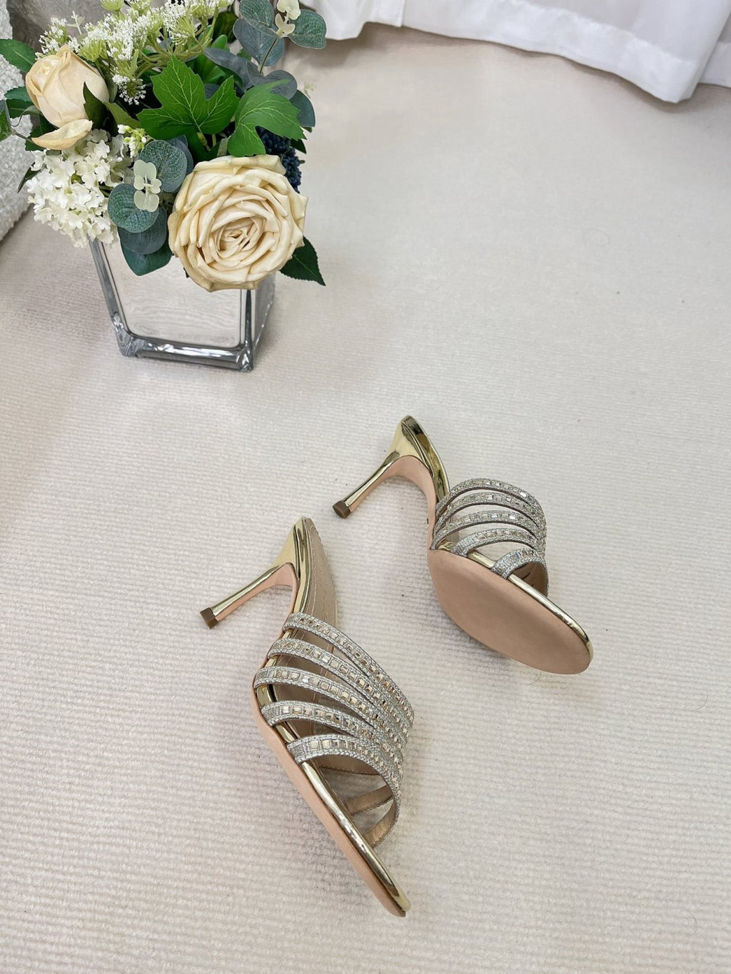Dior Gem High Heel Fashion Sandals Slippers Women's Spring And Summer Black Silver Gold 8cm Leather Shoes Heel Fashion Temperament Sexy High Heel Shoes #81416