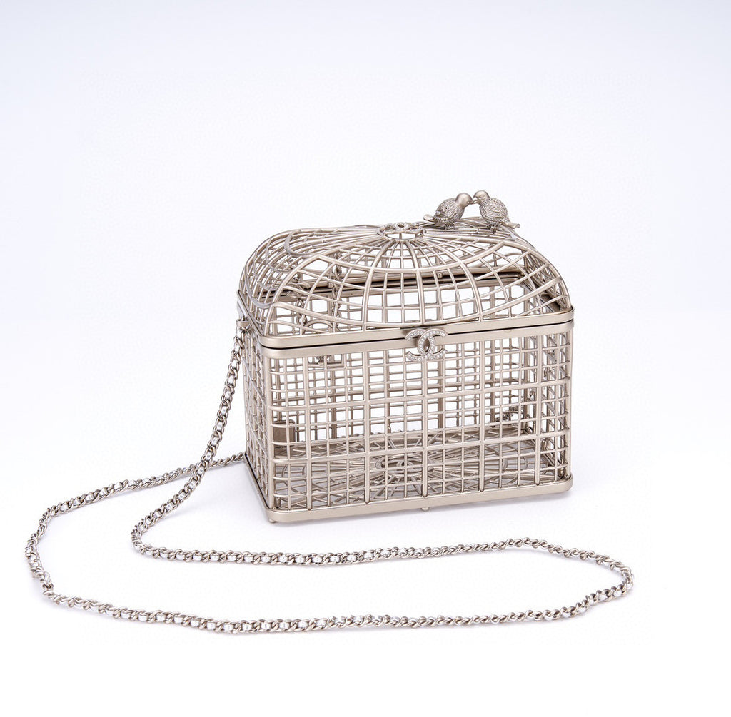Chanel Women's Fashion Classic Metal and Rhinestone Birdcage-Shaped Rigid Evening Clutch Bag Bags #78572