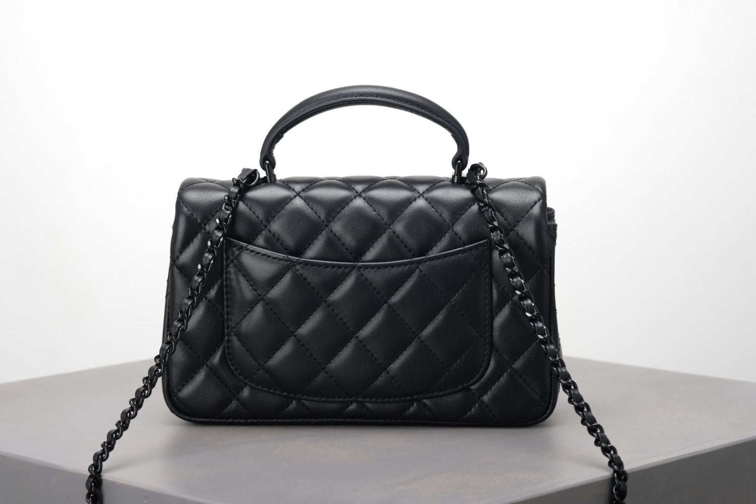 Chanel So Black Quilted Lambskin Mini Rectangular Classic Single Flap #378297