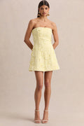 Natalie | Lemon Lace Bandeau Mini Dress