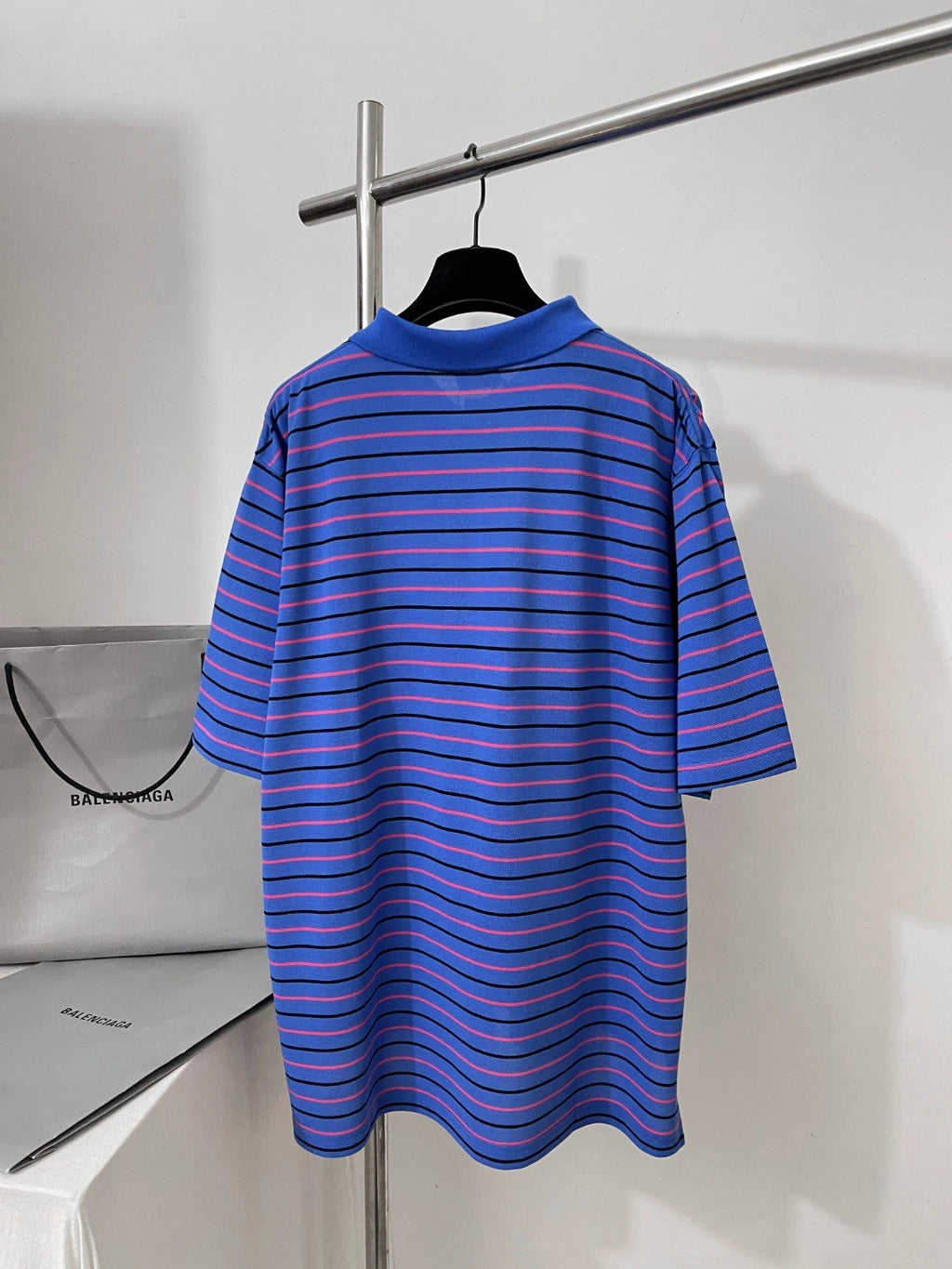 Balenciaga Men's Summer Solid Colour Stripe Printed Embroidery Pattern Printed Polo Neck Short Sleeve T-Shirt #77117