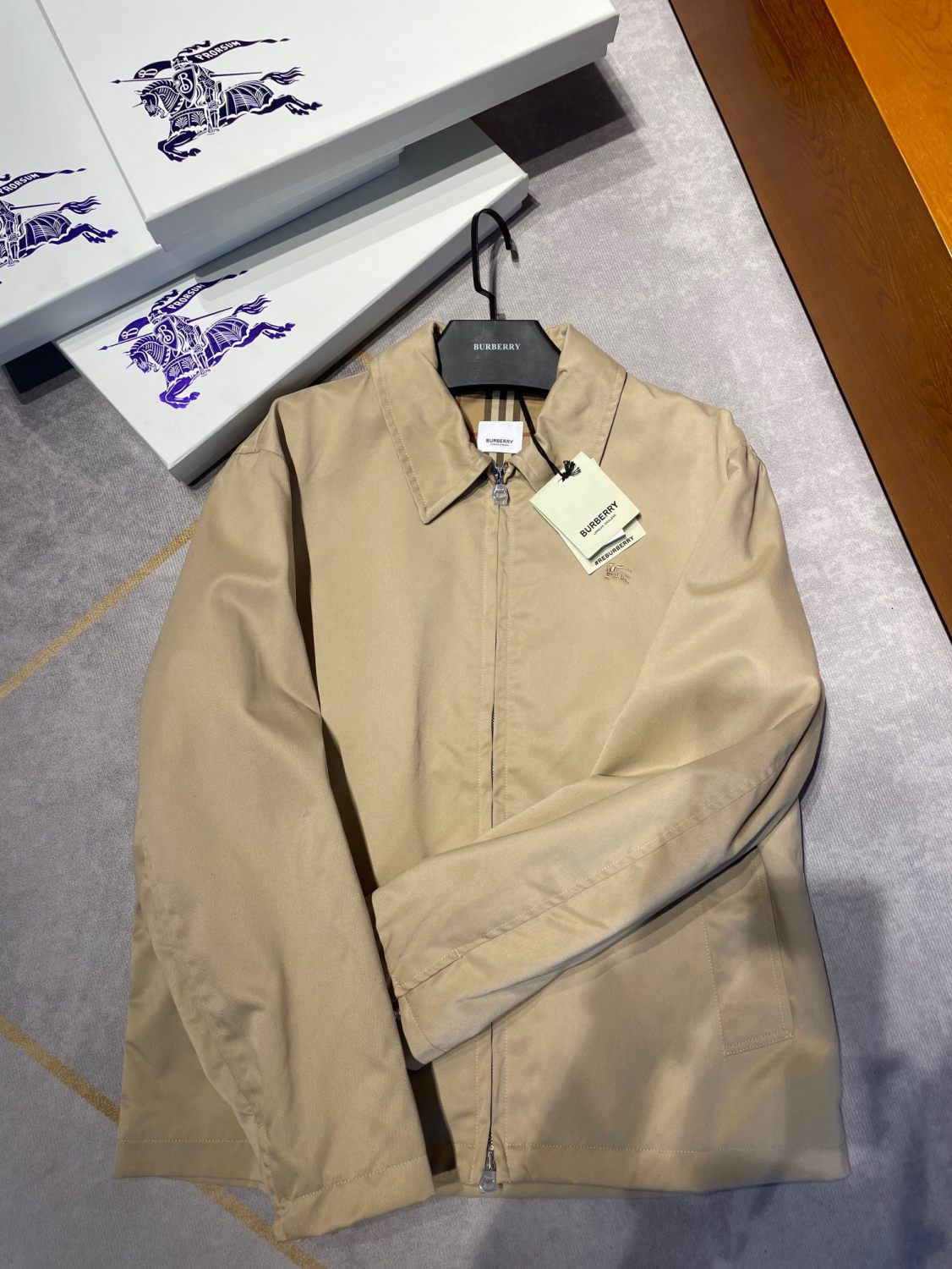 Burberry Men's Autumn and Winter Solid Color Logo Embroidery Zipper Casual Long Sleeve Cotton Jacket #73199