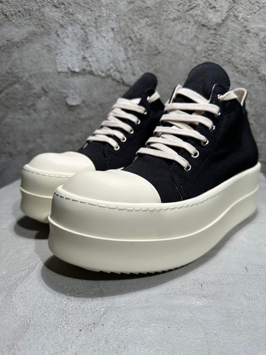 Rick Owens Men's And Women's Autumn/winter Round Toe Lace-up Fashion Cotton Canvas Thick Sole Low Top Shoes #78137