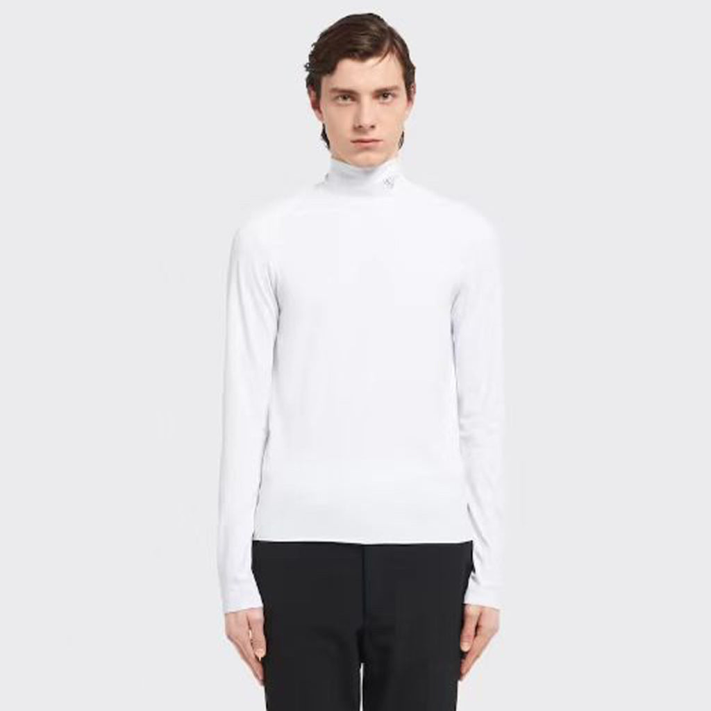 Prada Men's Women's Plain Knit Stand Collar Sweater Solid Colour Logo Fashion Casual Long Sleeve Pullover Sweater Top  #71854