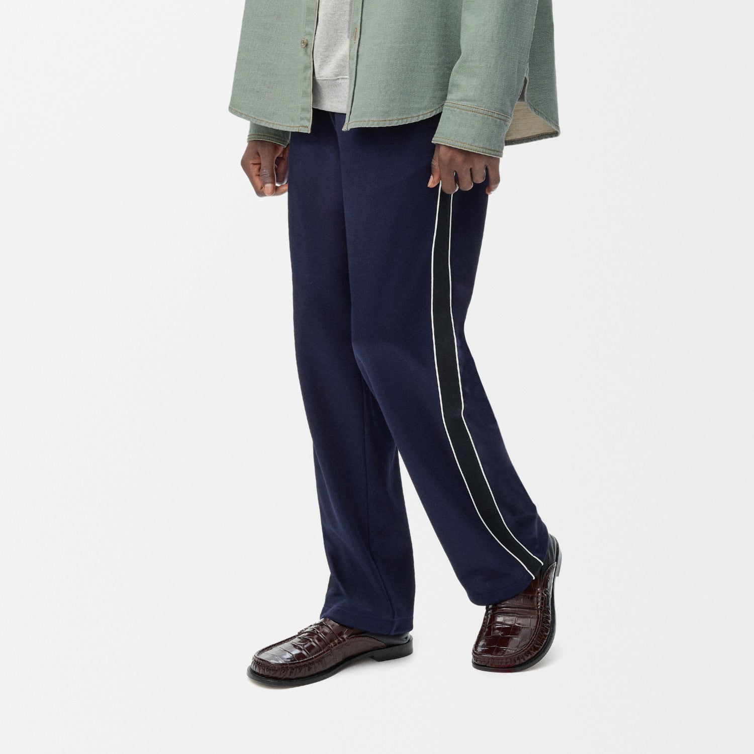 Loewe Men's Spring/fall Casual High Neck Zipper Solid Color Knit Fabric Embroidered Long Sleeve Jacket Solid Color Stretch Waistband Solid Color Knit Casual Pants Suit Set #78539