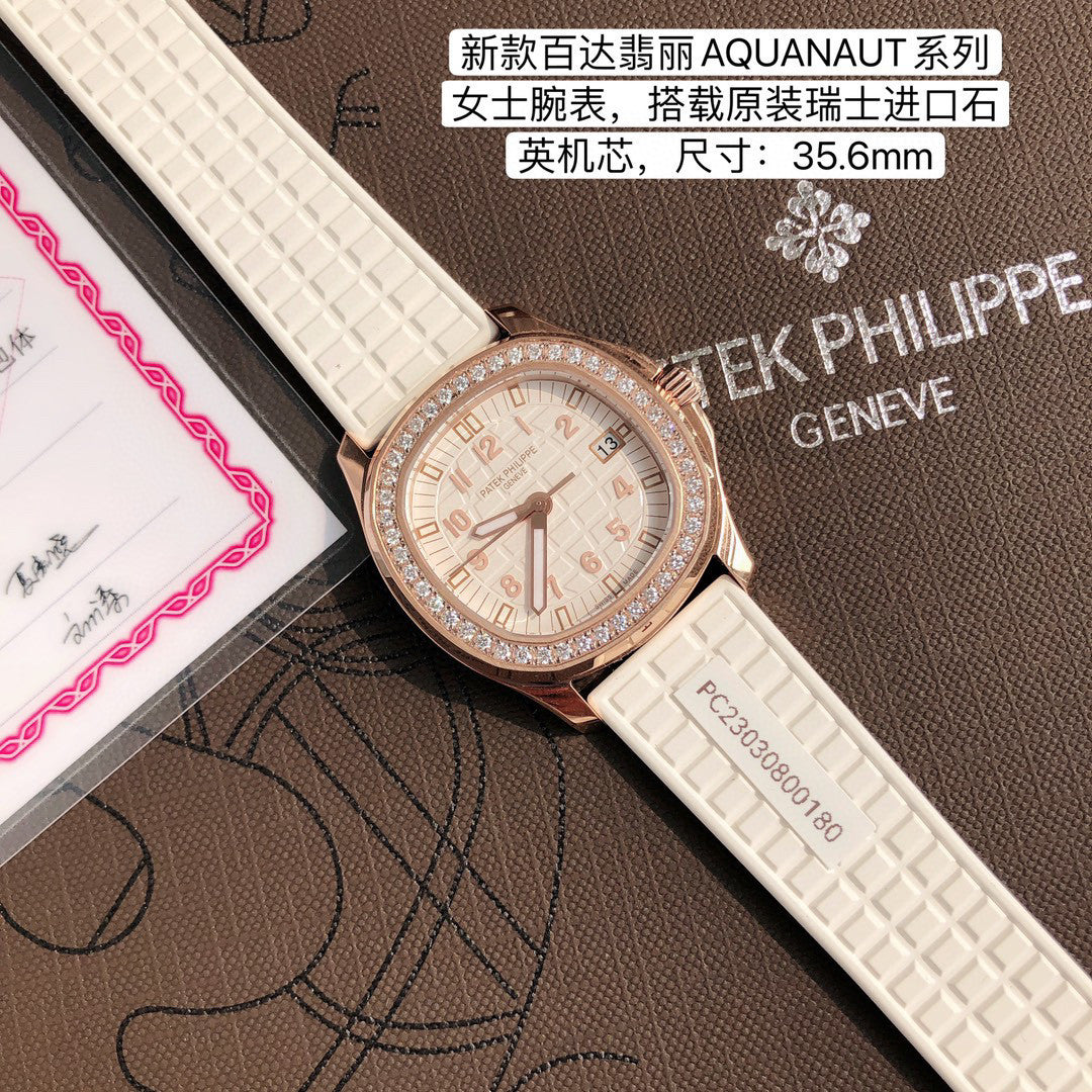 Patek Philippe Mechanical Watches With Diamonds On Silicone Straps Watch #96352