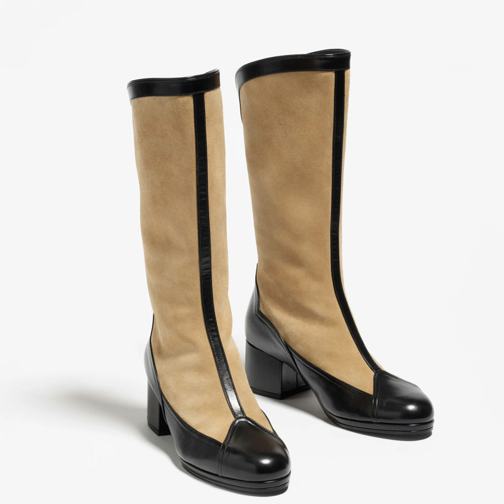 Chanel Women's Spring And Summer High Luxury Colorblocking Suede Short Boots Fashion Exquisite Black Temperament With Heels  Shoes Ngvp #2476