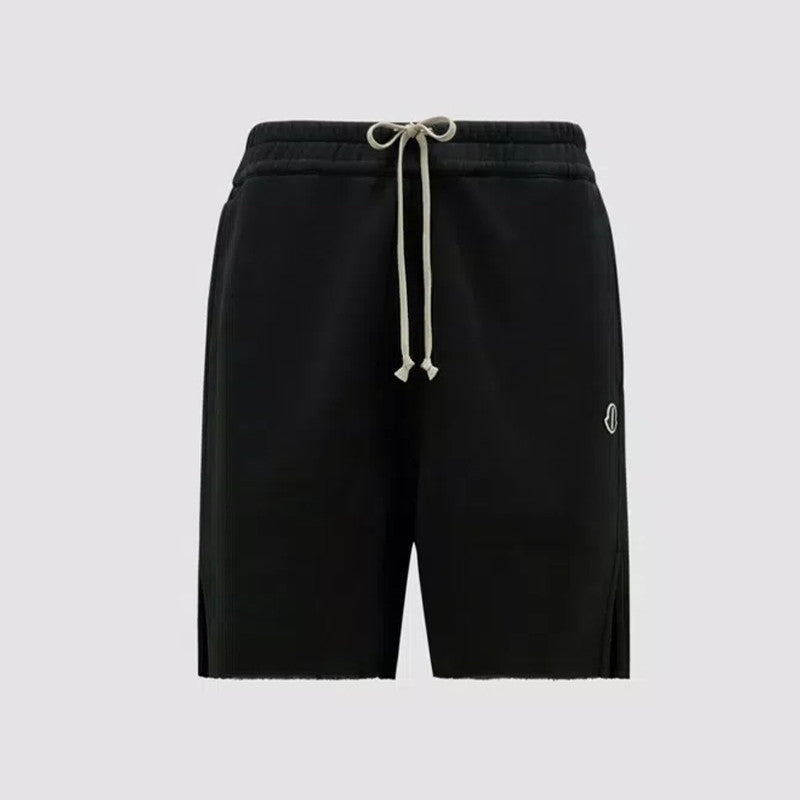 Moncler x Rick Owens Men's Spring/Summer Fashion Logo Printed Black Cotton Drawstring Loose Jersey Shorts #98321