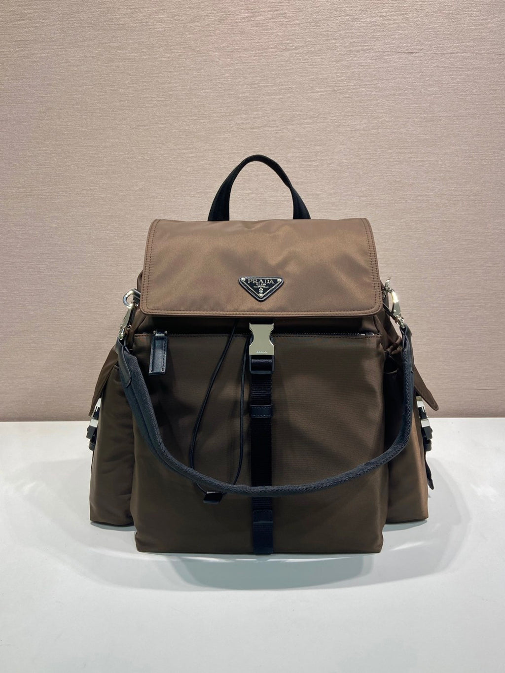 PRADA Black Prada Explore Re-nylon And Leather Backpack #378298
