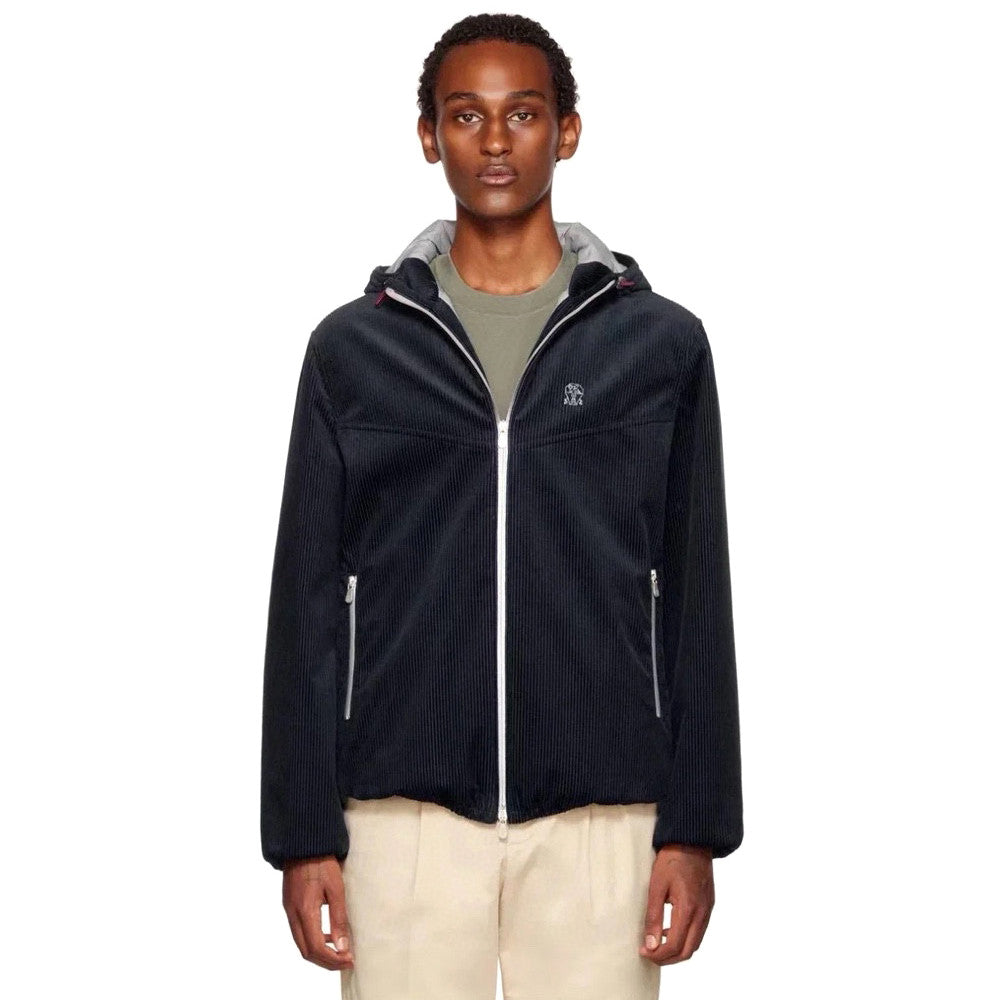 Brunello Cucinelli Men's Autumn and Winter Solid Color Corduroy Hooded Zipper Long Sleeve Jacket #72935