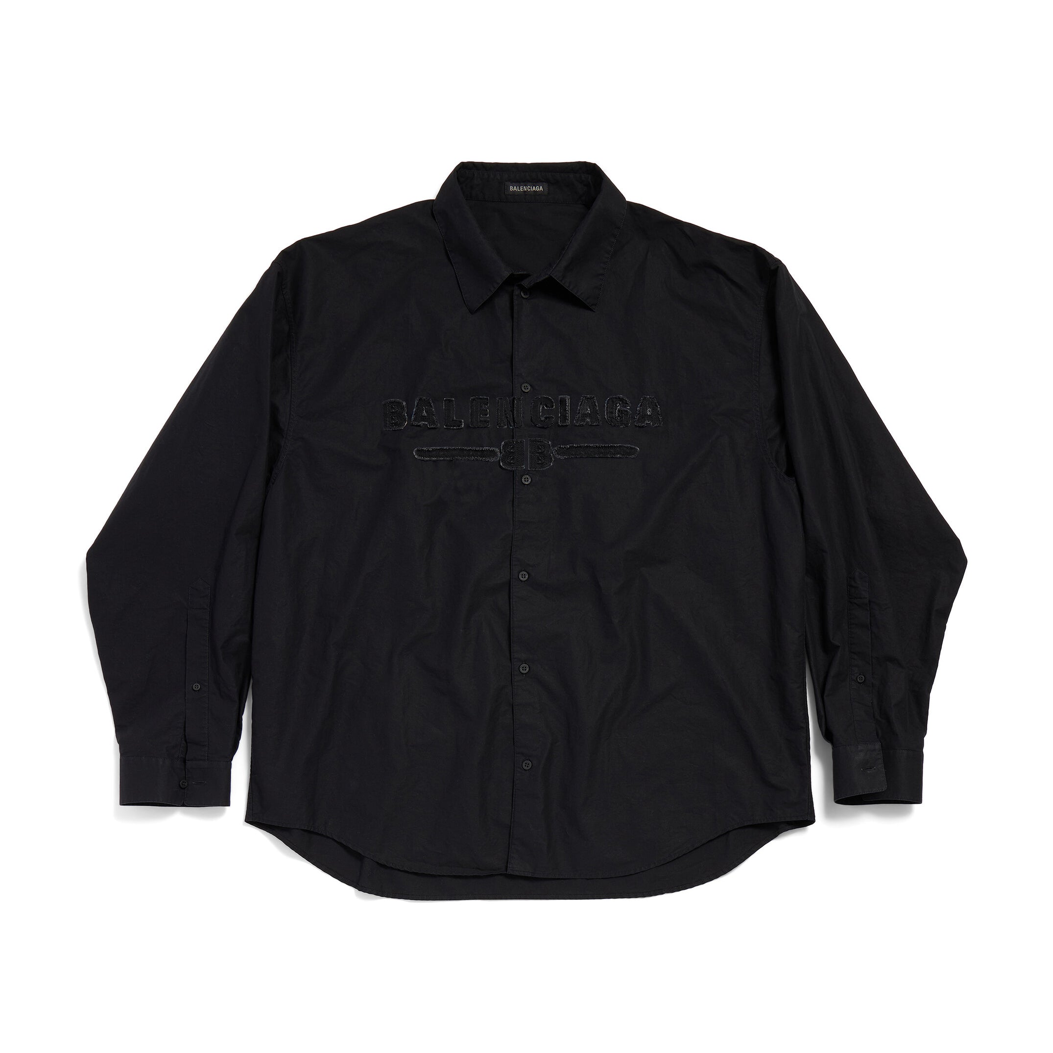 Balenciaga Men's Spring and Autumn Embroidered Letter Printed Solid Colour Single Breasted Long Sleeve Shirt #76942