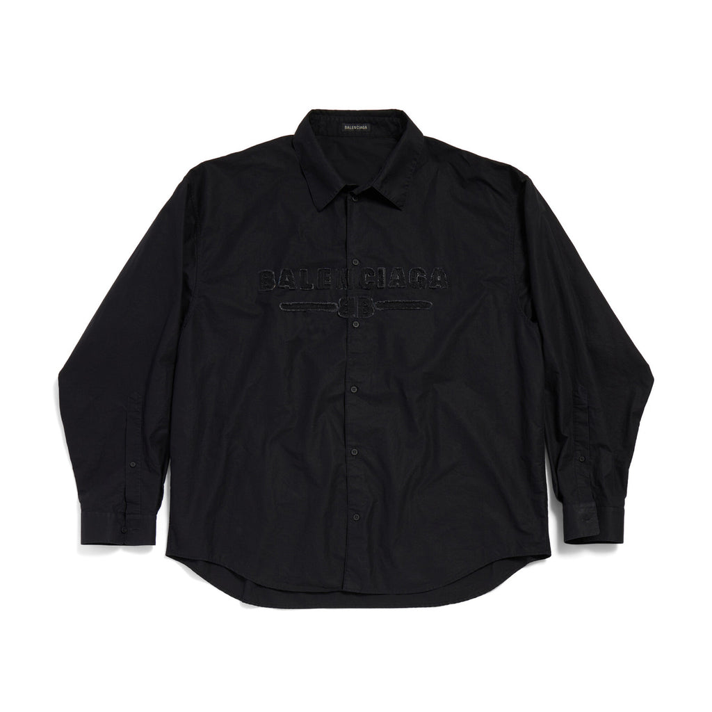Balenciaga Men's Spring and Autumn Embroidered Letter Printed Solid Colour Single Breasted Long Sleeve Shirt #76942