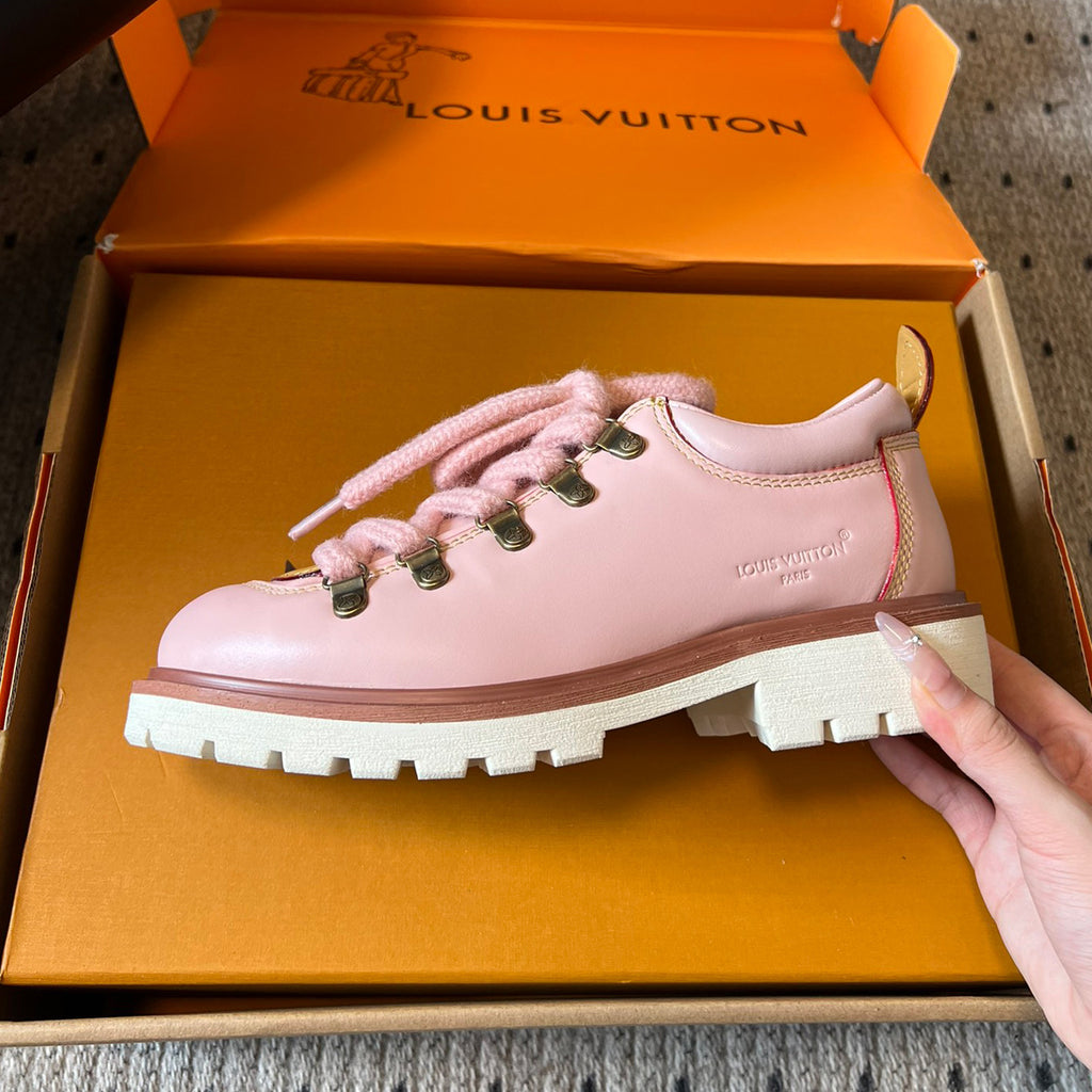 Louis Vuitton LV REMIX  Men's And Women's Spring/summer Fashion Casual Round Toe Lace Up Classic Printed Leather Casual Shoes Hiking Derby Shoes #78382