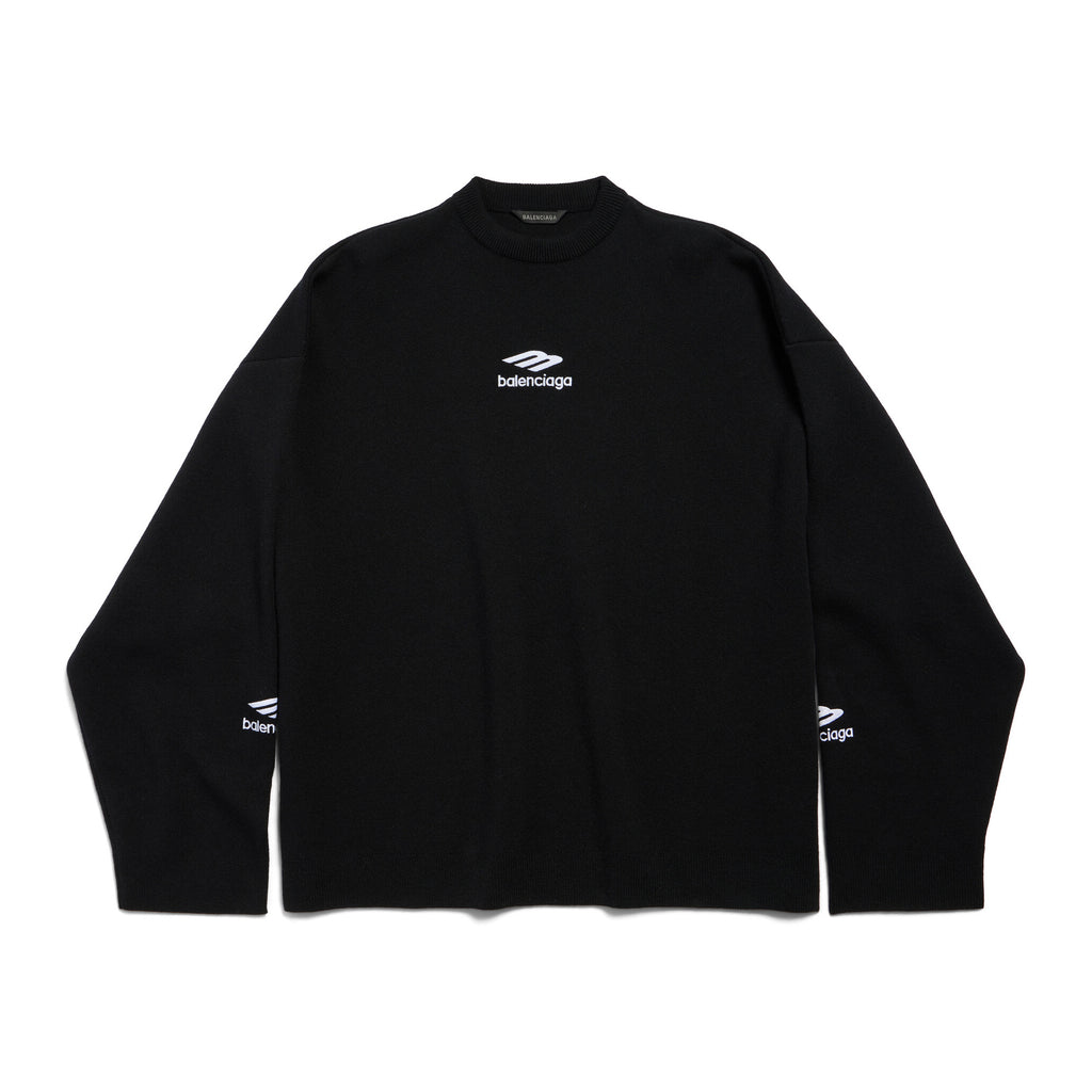 Balenciaga Men's Spring and Autumn Solid Color Logo Printed Round Neck Pullover Regular Fit Long Sleeve Sweater #74275