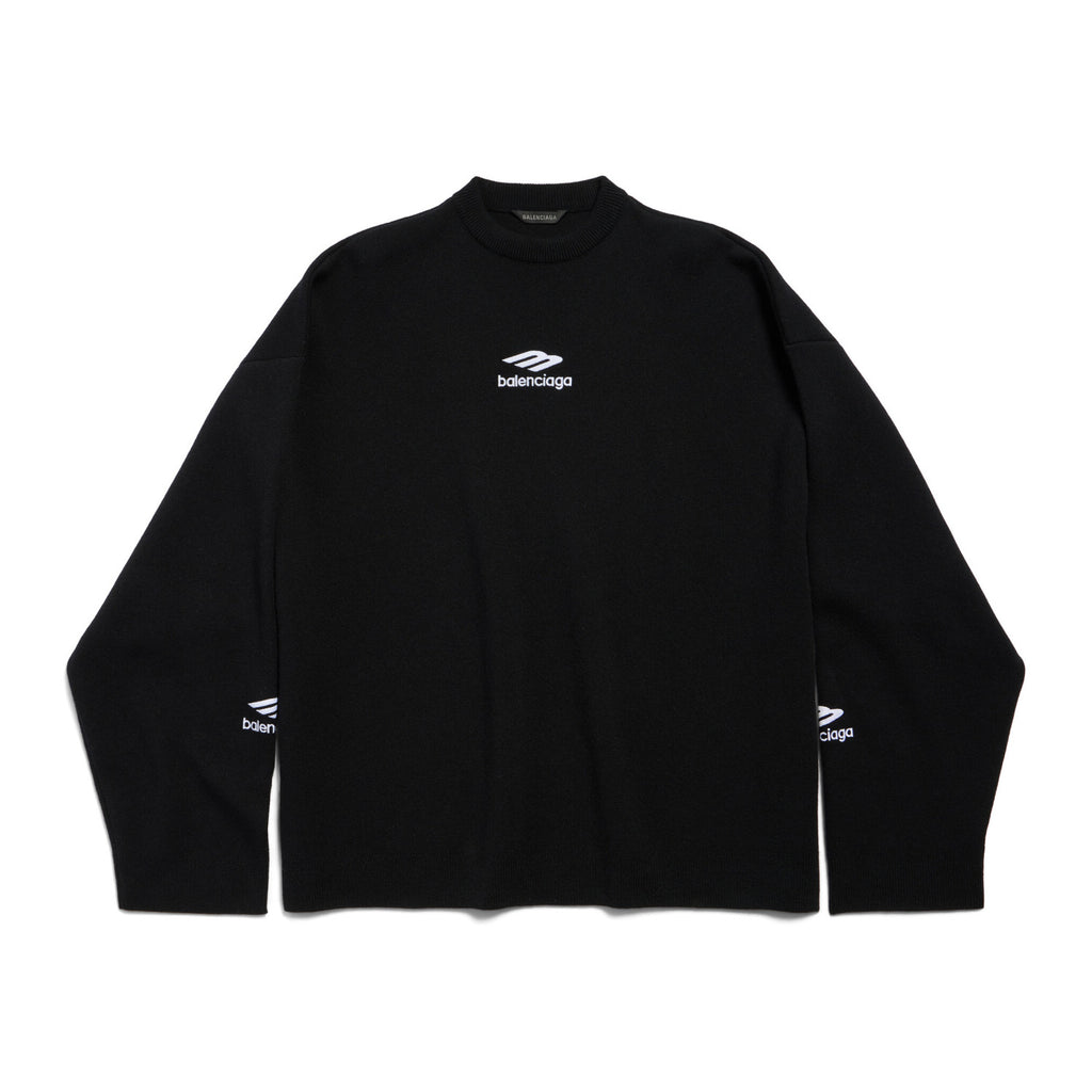 Balenciaga Men's Spring and Autumn Solid Color Logo Printed Round Neck Pullover Regular Fit Long Sleeve Sweater #74275