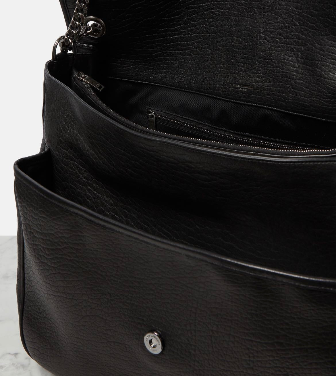 SAINT LAURENT Women's Monogram Logo Chain Grained Lambskin Niki Tote Vintage Black Oversized Bags #71456
