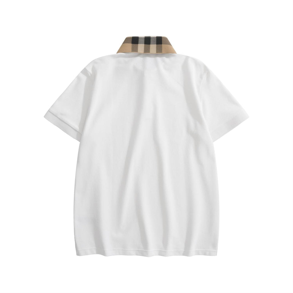 Burberry Men's Summer Check Printed Polo Neck Solid Color Casual Short Sleeve T-Shirt #75622