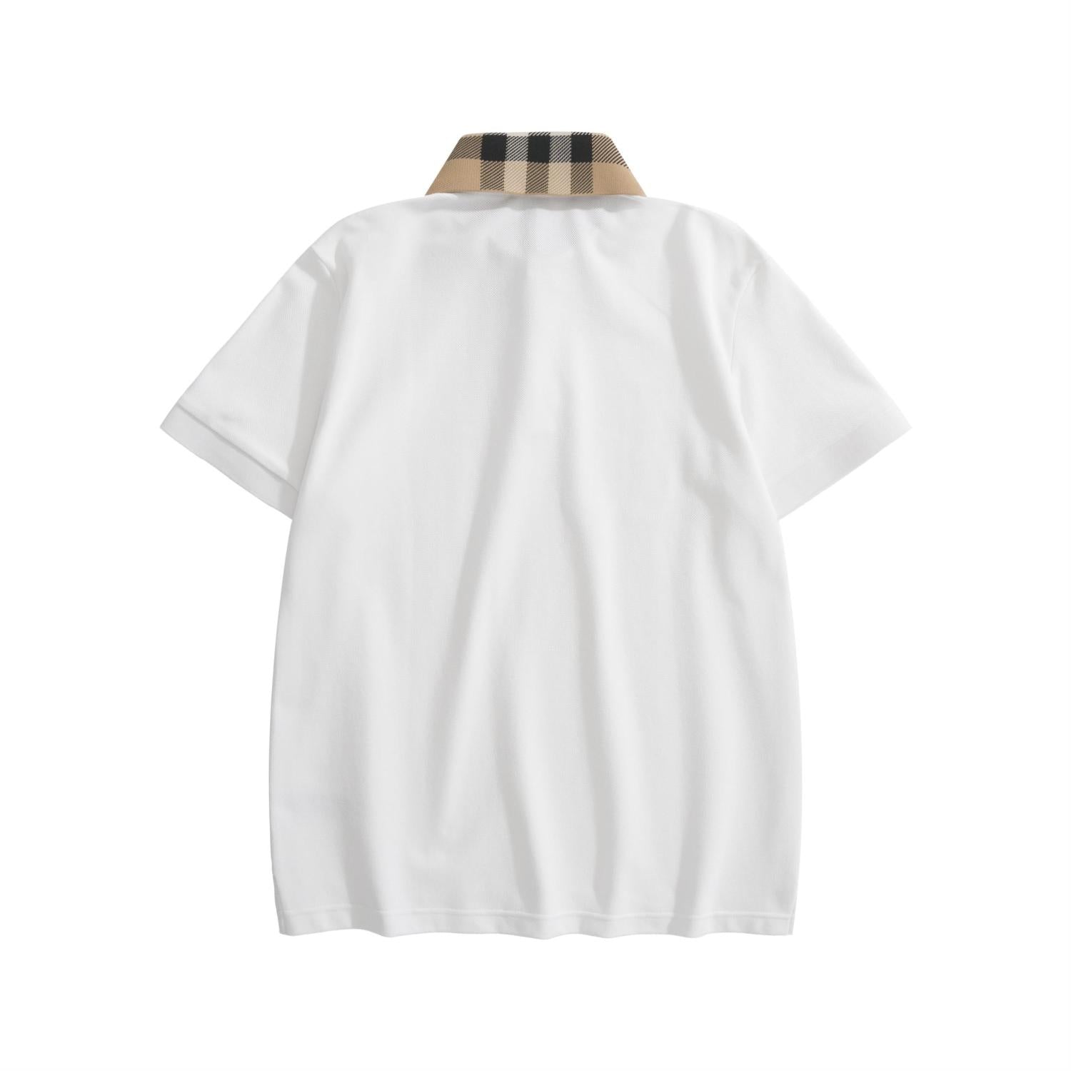 Burberry Men's Summer Check Printed Polo Neck Solid Color Casual Short Sleeve T-Shirt #75622
