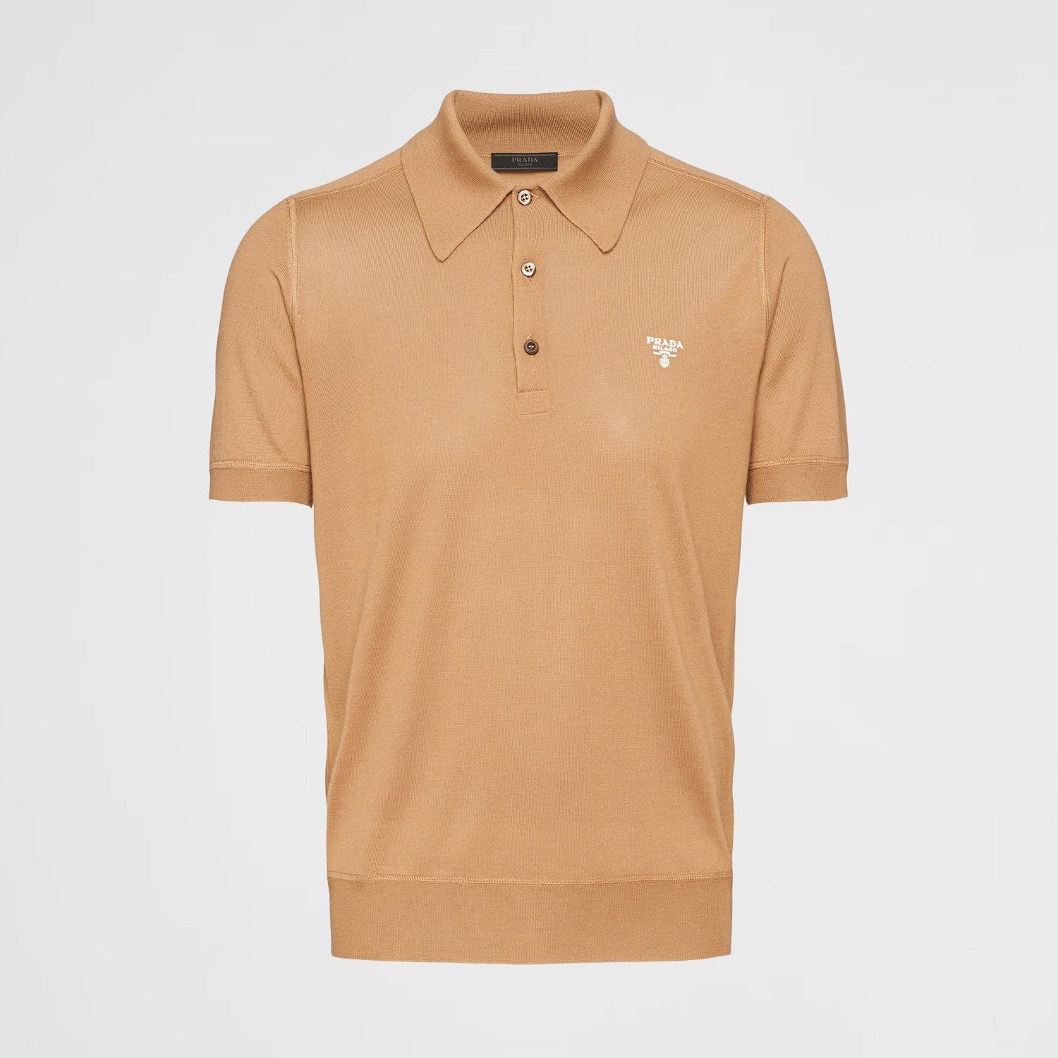 Prada Men's Summer Solid Color Embroidered Logo Wool Knit Polo Shirt Short Sleeve T-Shirt #98532