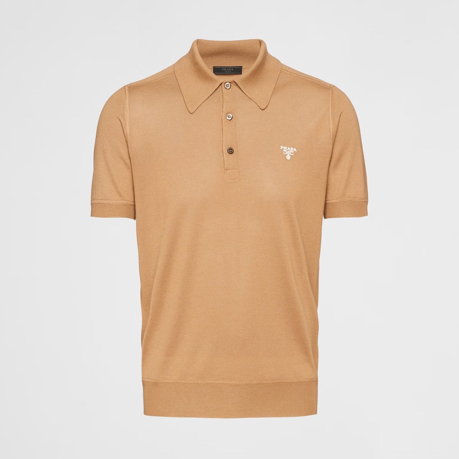 Prada Men's Summer Solid Color Embroidered Logo Wool Knit Polo Shirt Short Sleeve T-Shirt #98532