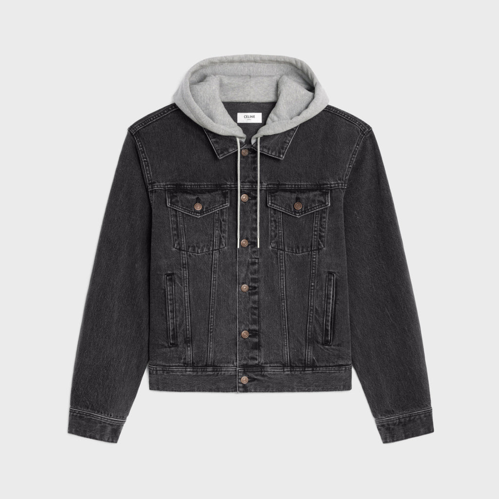 Celine Denim Hooded Jacket Black #95173
