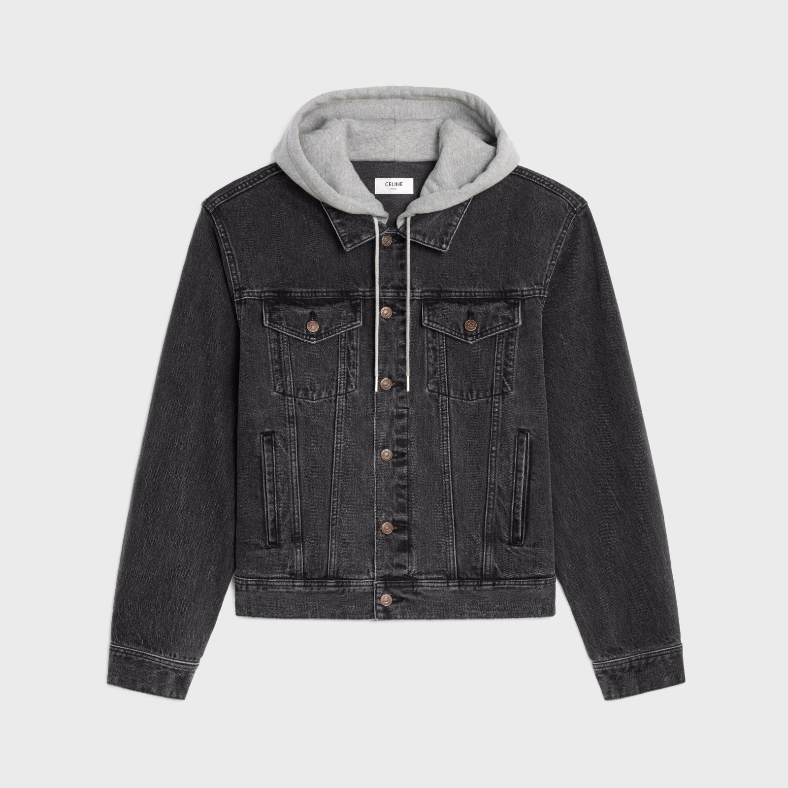 Celine Denim Hooded Jacket Black #95173