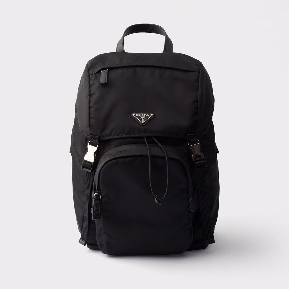 PRADA Black Re-nylon And Saffiano Leather Backpack #379110
