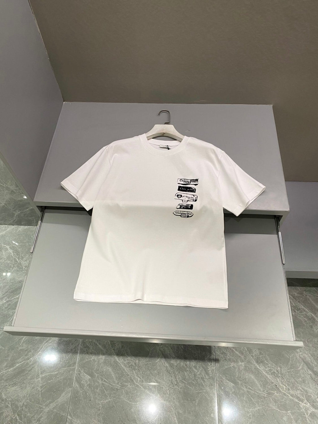 Dior Men's Summer Solid Color Graphic Printed Round Neck Cotton Short Sleeve T-Shirt #75238