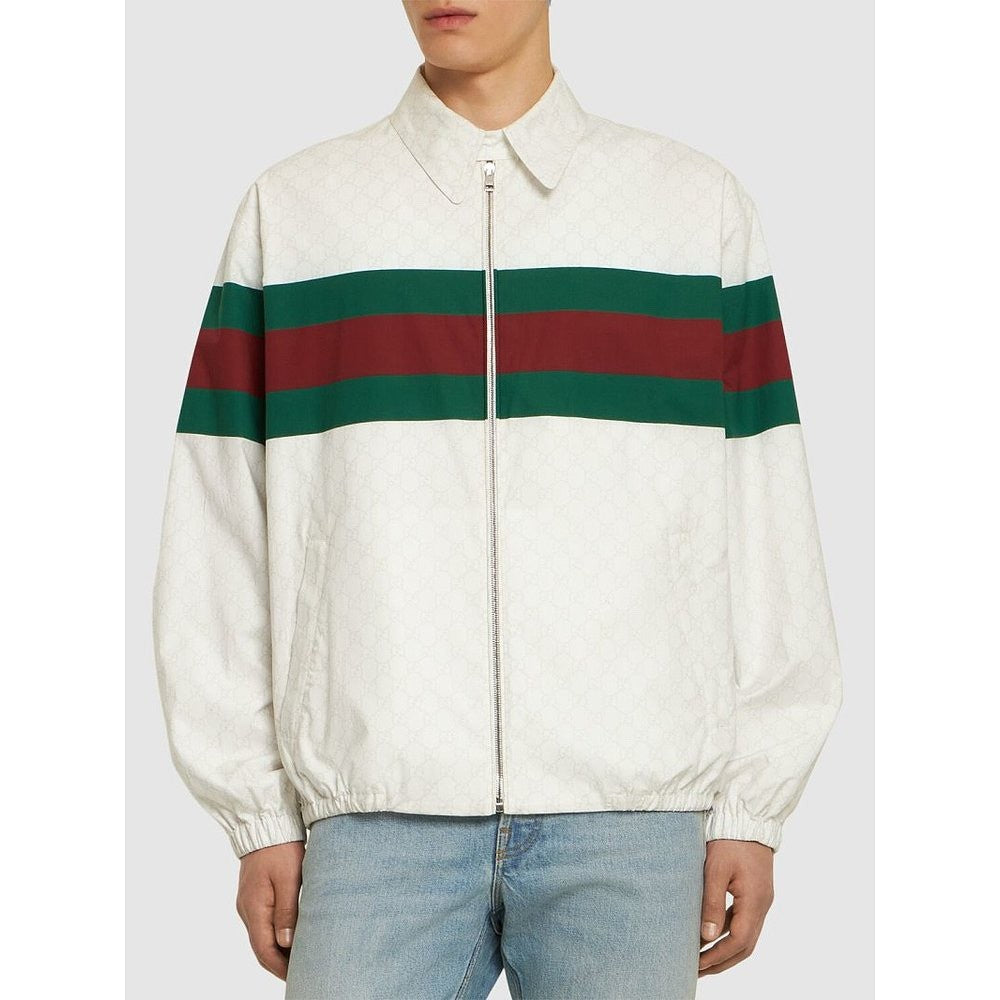 Gucci Men's Spring and Autumn GG Printed Cotton Colorful Webbing Standing Collar Zipper Casual Long Sleeve Sports Jacket #99962