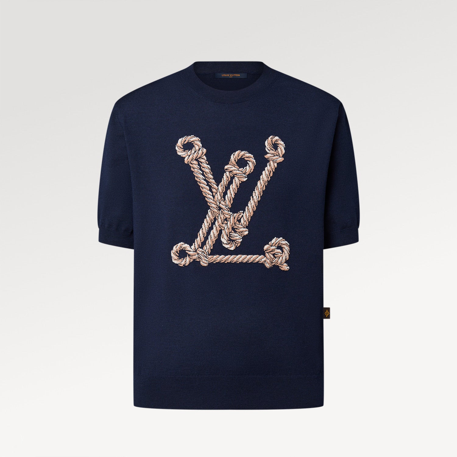 Louis Vuitton Women's Spring And Summer Nautical Series Blue Knitted T-shirt Fashion Trend Jacquard Casual Round Neck Top #81629