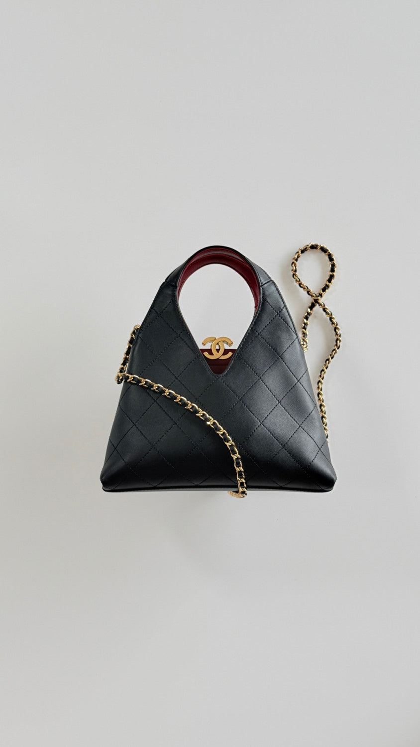 Chanel Small Calfskin And Gold-toned Metal Black Shopping Bag 2026 Haute Artisanat Collection V-shaped Tote Bag Bags AS6390 #197508