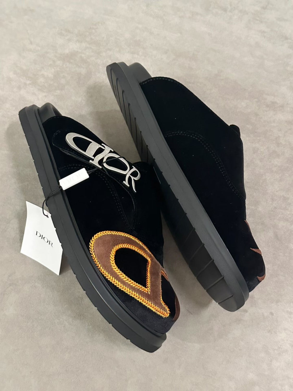 Dior Aqua Lewis Hamilton Velvet Round Toe Mules Slippers #385782