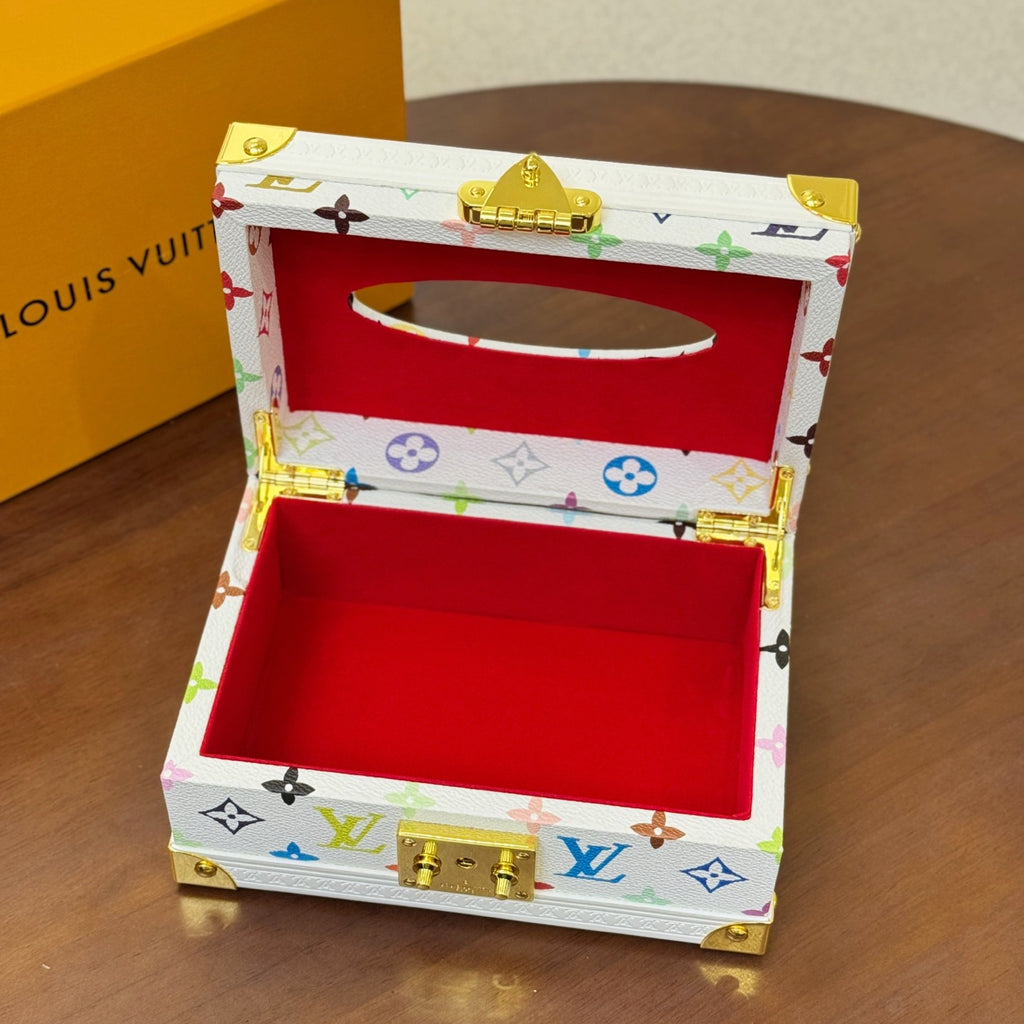 Louis Vuitton Monogrammed Printed Latch Closure Coated Canvas Organizer Tissue Box Hard Case Bag Bags #76449