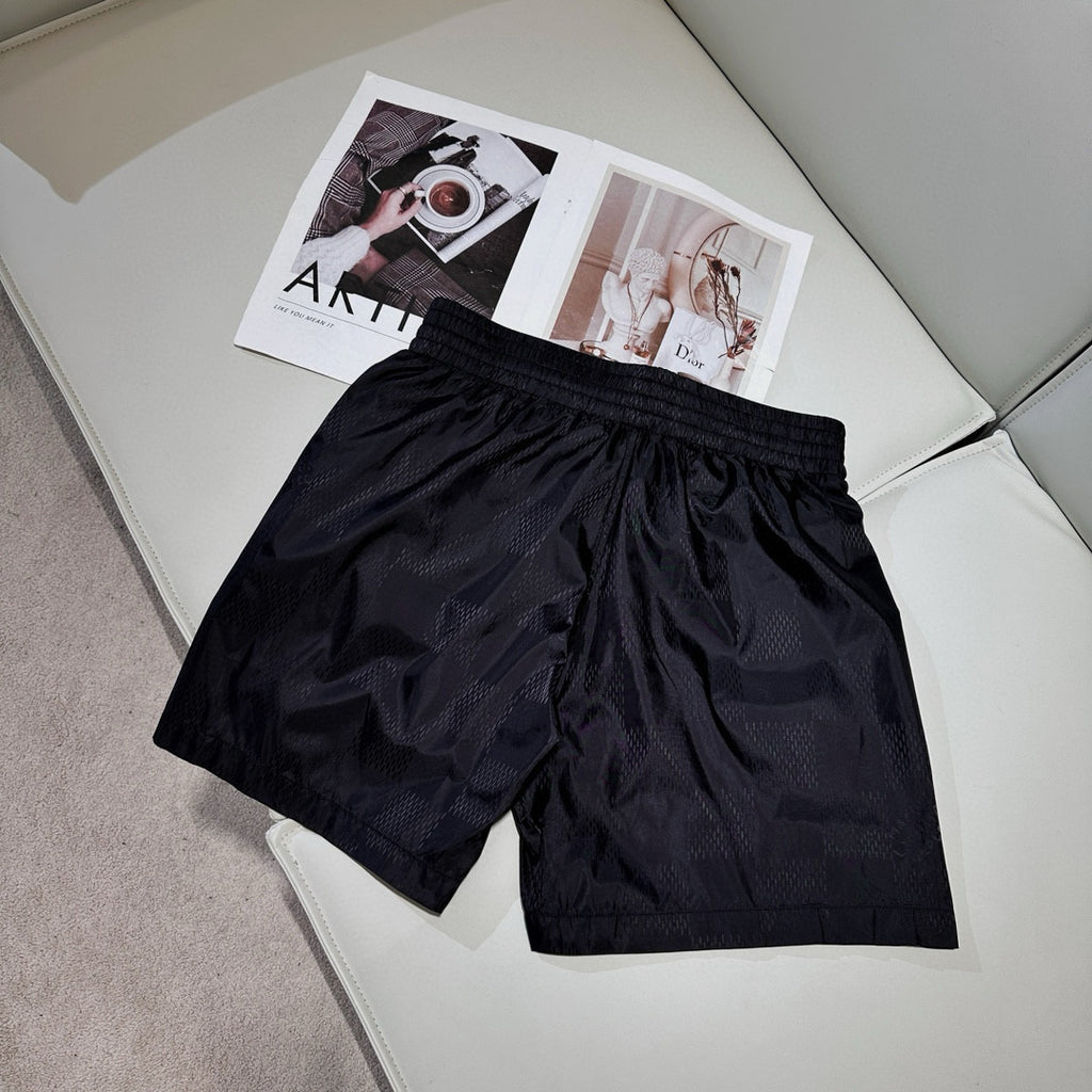 Louis Vuitton Men's Summer Solid Color Subtle Pattern Elastic Tech Fabric Beach Shorts #77952