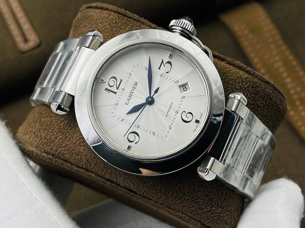 Cartier Pasha Men's Automatic Mechanical Movement 100M Water Resistant 41 mm White Dial Stainless Steel Case Strap Watch #74822