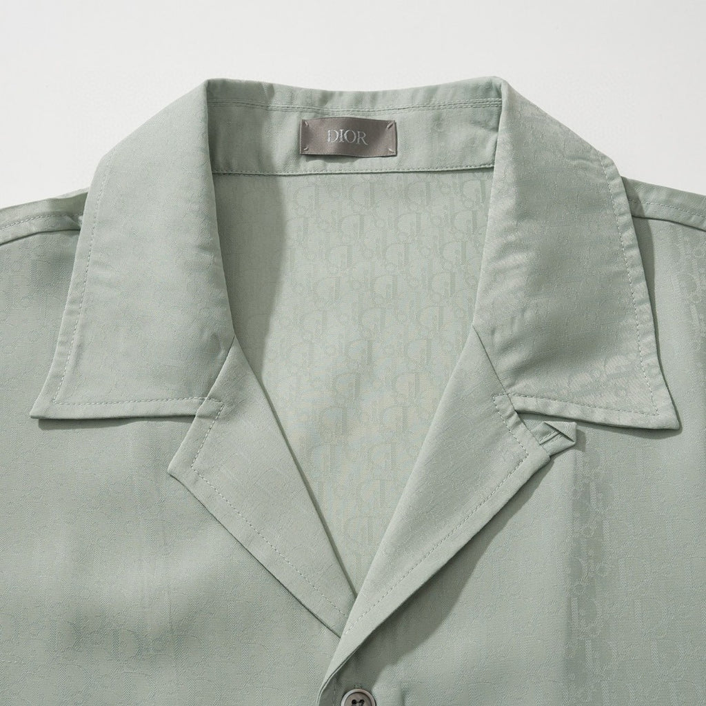 Dior Men's Summer Solid Color Letter Printed V-Neck Single Breasted Short Sleeve Shirt #76919