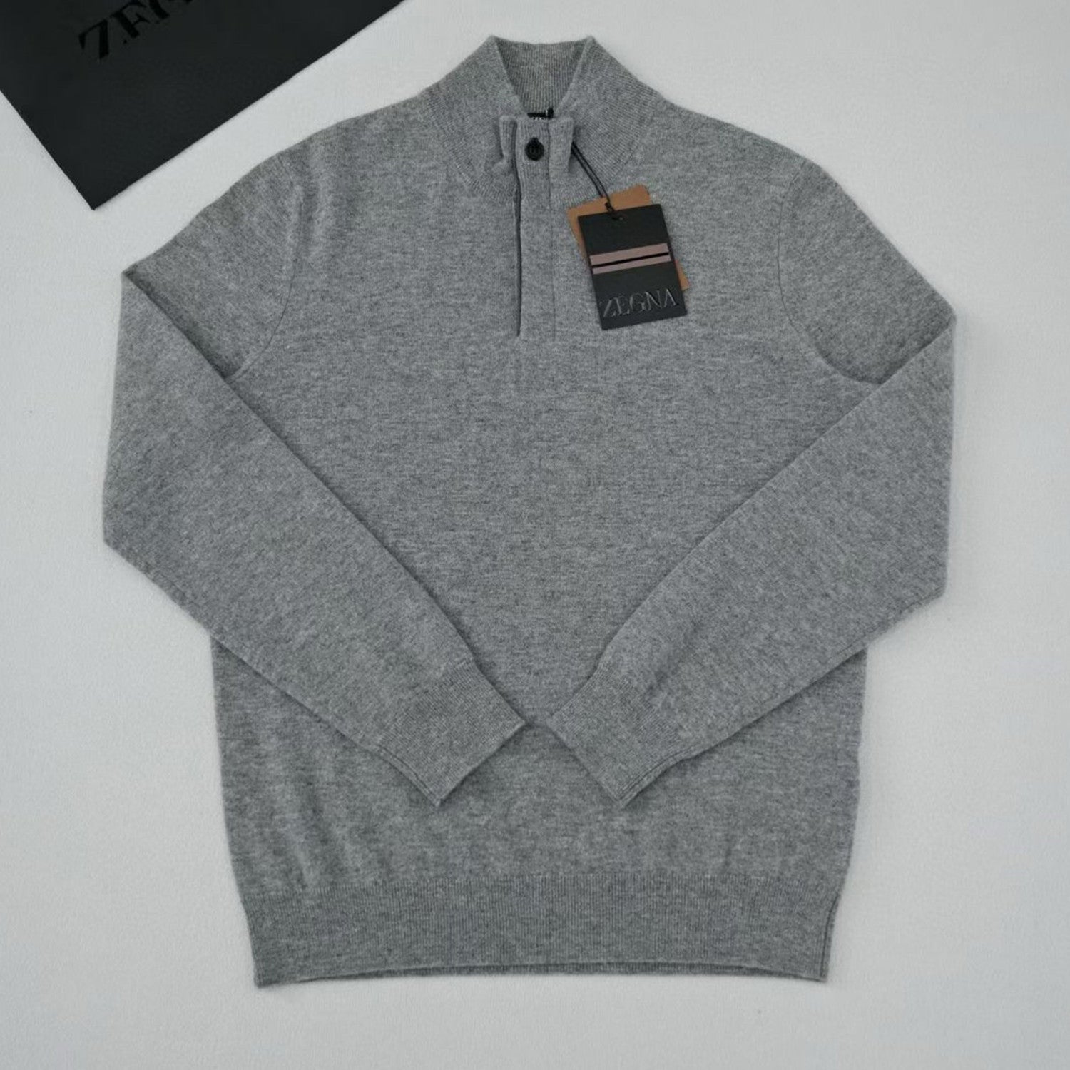 Ermenegildo Zegna Deep Foliage Mélange Color Oasi Cashmere Zipper Penguin Collar Sweater Men's Luxury Knitted Sweater Autumn And Winter Bottom Warm Fashion Trend Knitting Ngvp #2451