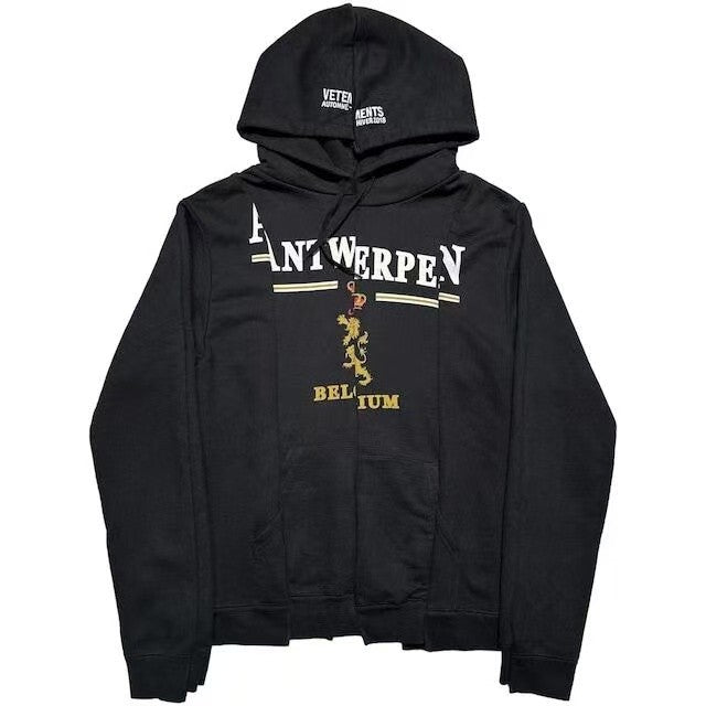 Vetements Men's Autumn And Winter Letter Misplaced Embroidery Deconstructed Sweatshirt Red Black And White Zipper Hooded Long Sleeve Loose Sweatshirt Ngvp #2456