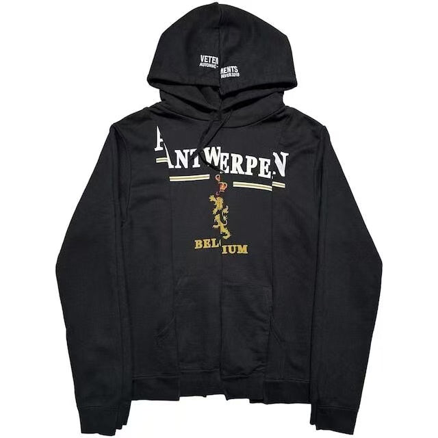 Vetements Men's Autumn And Winter Letter Misplaced Embroidery Deconstructed Sweatshirt Red Black And White Zipper Hooded Long Sleeve Loose Sweatshirt Ngvp #2456