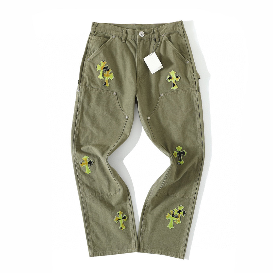 Chrome Hearts Green Denim Printed Casual Pants #22139