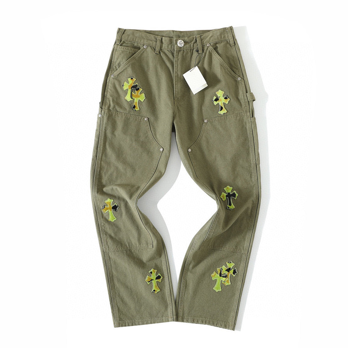 Chrome Hearts Green Denim Printed Casual Pants #22139