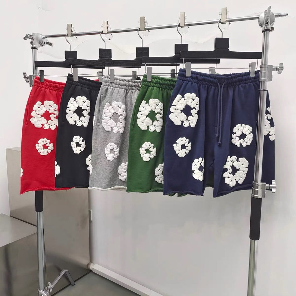 Denim Tears Men Women Spring Summer Trend High Street Kapok Flower Casual Cotton Loose Shorts Fashion Pants Ngvp #8876