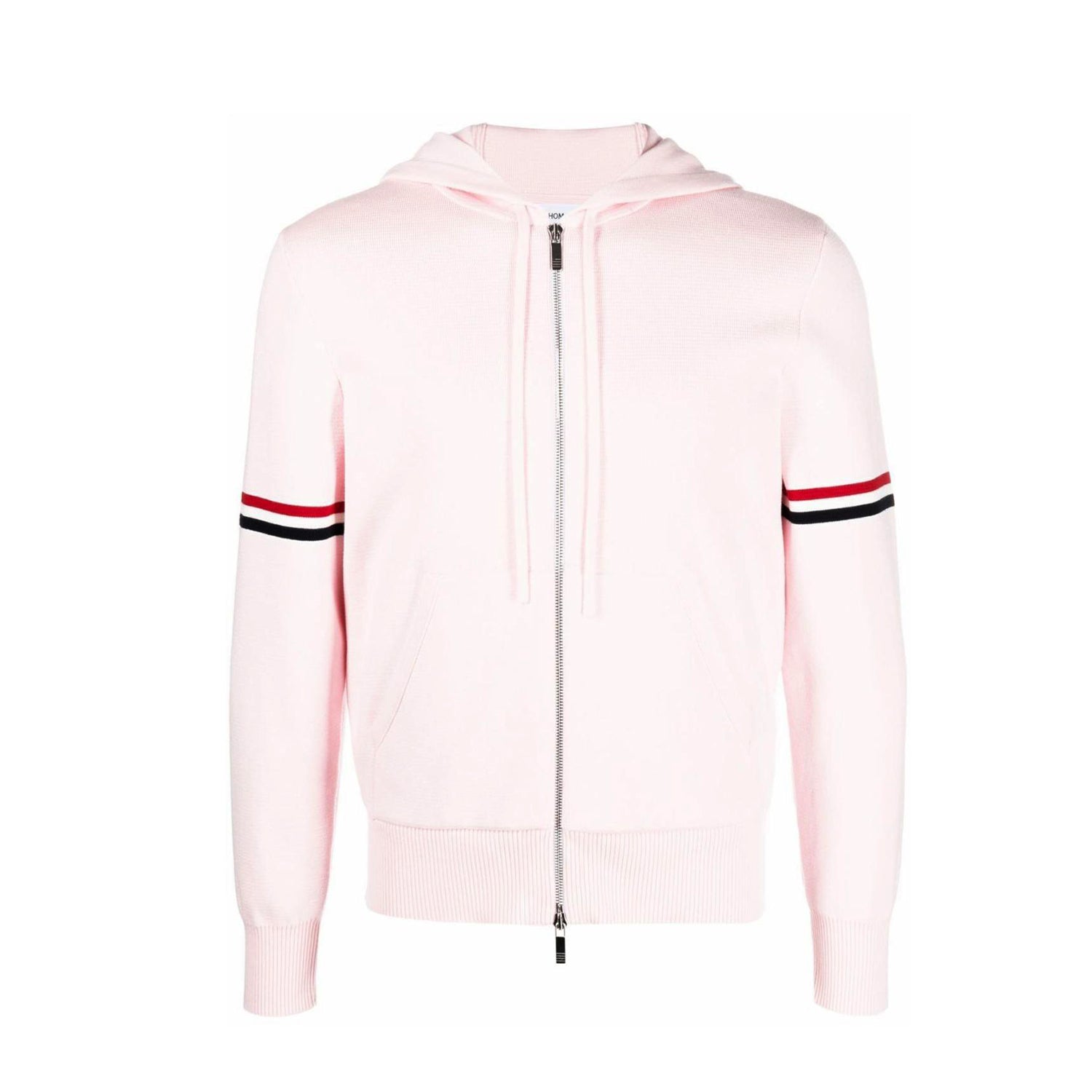 Thom Browne Men's Spring & Autumn Cotton Armband Embellished Solid Color Zipper Fitted Hooded Cardigan Jacket Ngvp #1943