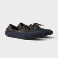 PRADA Shuffle Aged Canvas And Leather Boat Shoes #381722