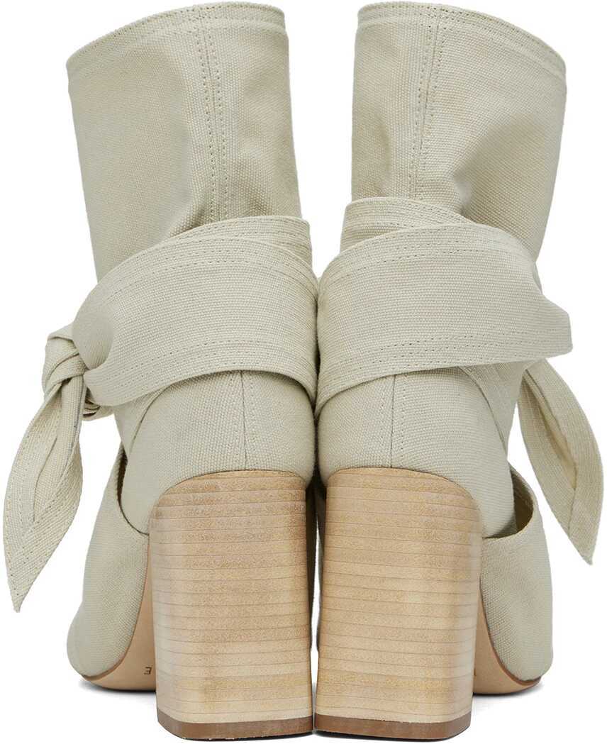 Lemaire Women's Canvas Leather High-Heeled Short Boots. Spring And Autumn Solid Color Bow Round Toe Lace-Up Thick Heel Casual Shoes Ngvp #2147