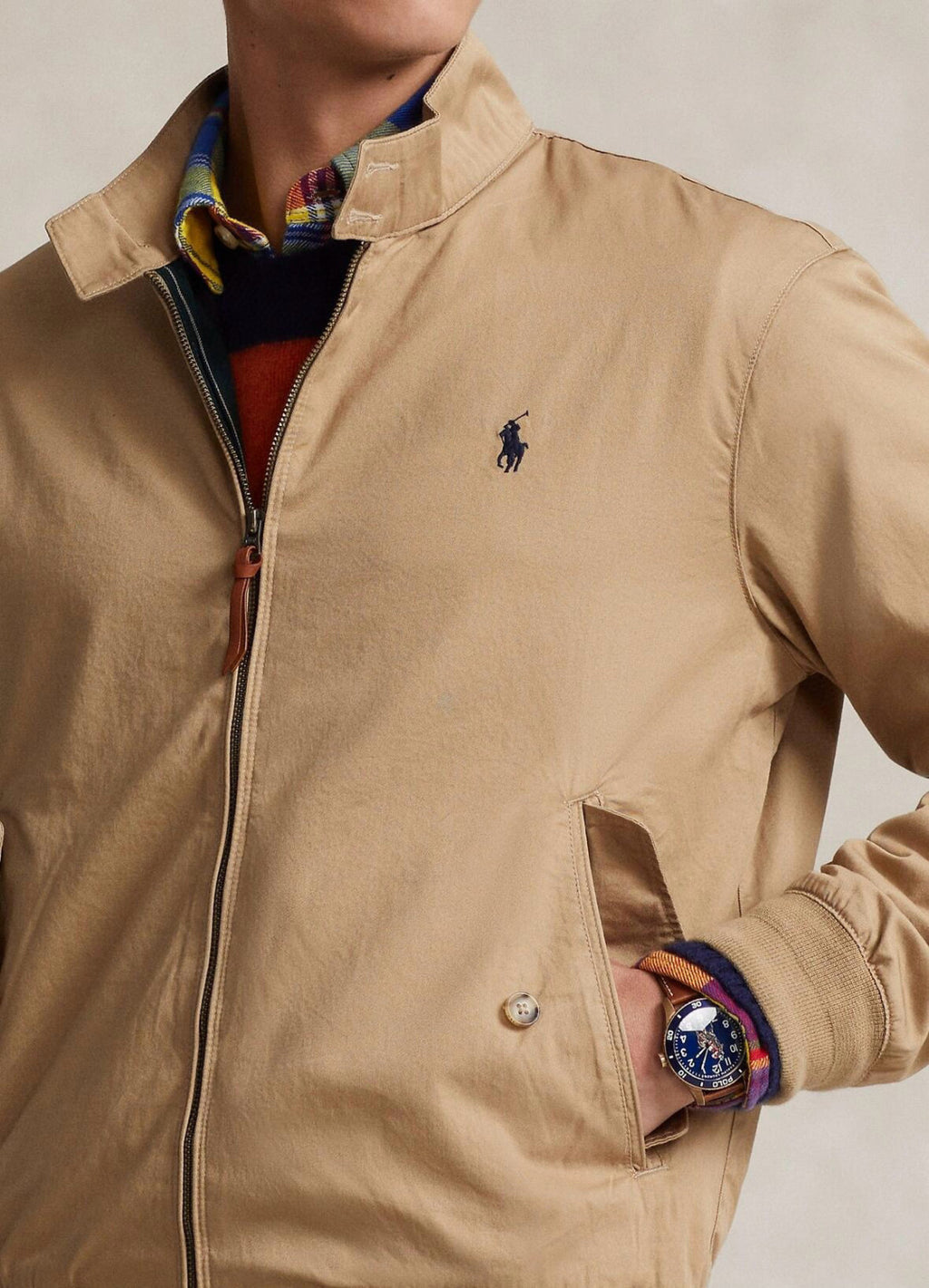 Ralph Lauren Men's Spring and Autumn Solid Color Standing Collar Zipper Long Sleeve Jacket #76254