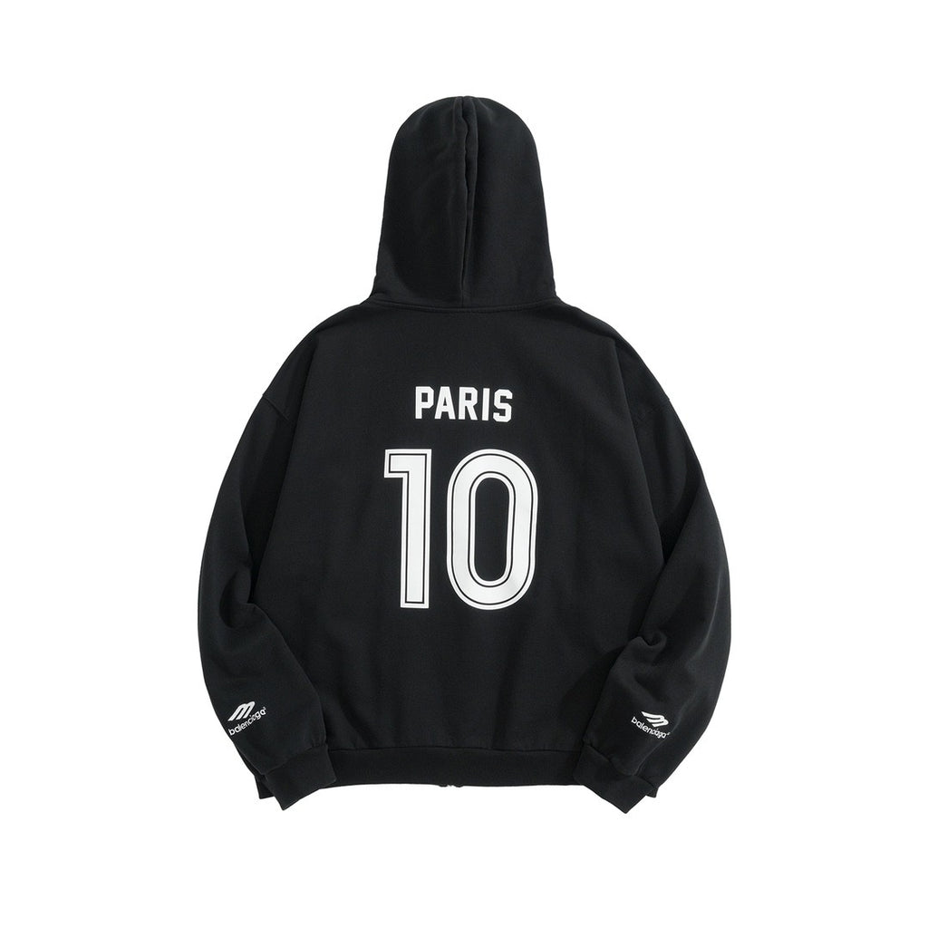 Balenciaga Men's And Women's Spring And Autumn Letter Print Logo Embroidered Knitted Fabric Hooded Zipper Sweatshirt  Jacket#77962