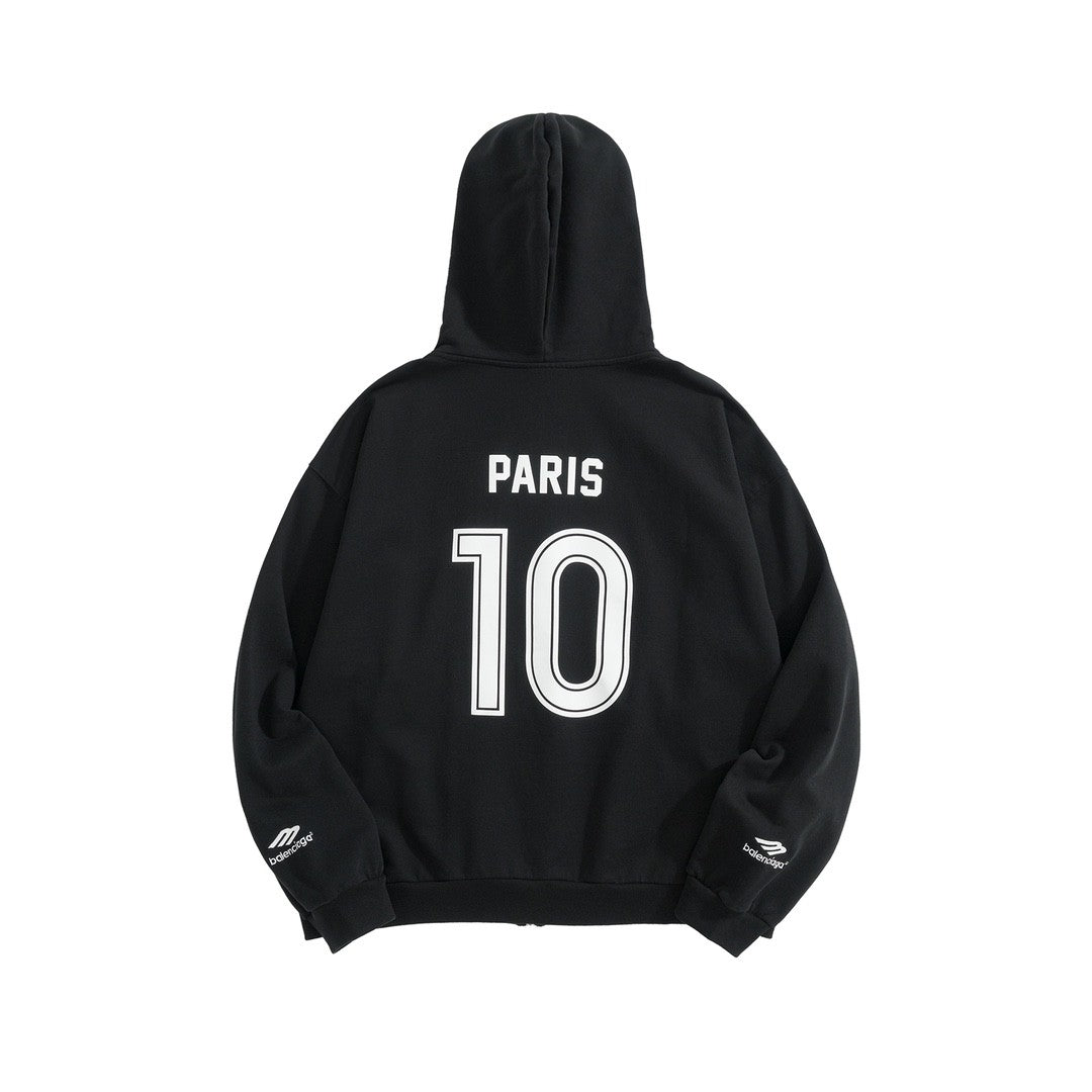 Balenciaga Men's And Women's Spring And Autumn Letter Print Logo Embroidered Knitted Fabric Hooded Zipper Sweatshirt  Jacket#77962